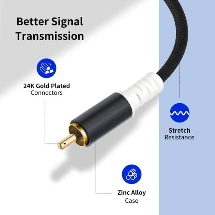 2 RCA Male to 2 RCA Male Audio Cable, 1m, 2m, 3m, 5m, 7.6m – Bild 4