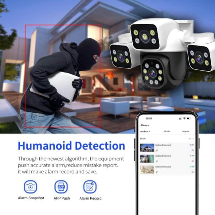 ESCAM PT223 3x4MP HD Motion Detection WiFi Three-screen PTZ IP Camera, EU Plug, US Plug, UK Plug, AU Plug – Bild 8