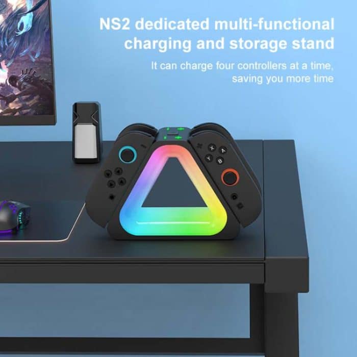 For Nintendo Switch 2 4 in 1 Triangle Handle Charging Base with RGB Light – Bild 6