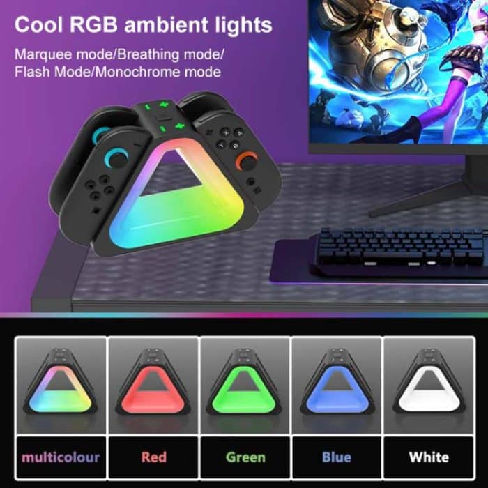 For Nintendo Switch 2 4 in 1 Triangle Handle Charging Base with RGB Light – Bild 7