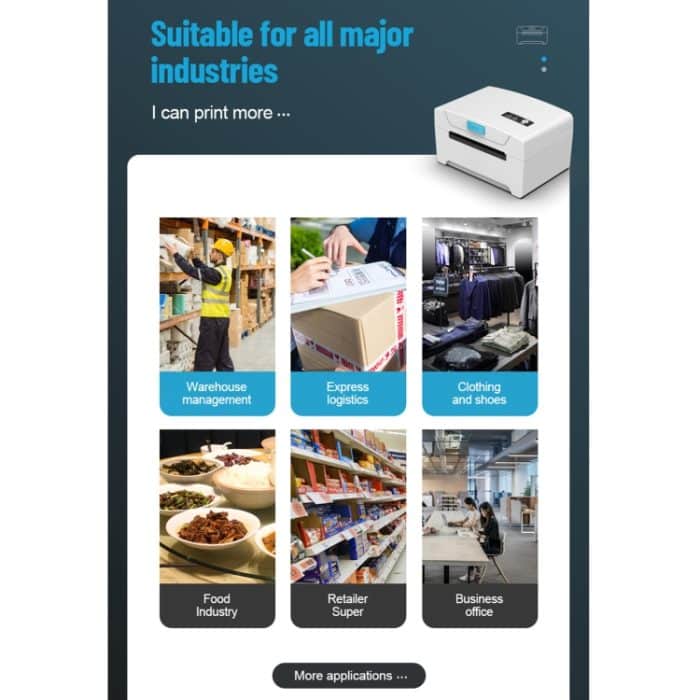 76 x 130 Einzelpapier-Frachtbrief-Express-Rechnungsetikettendrucker, USB + Bluetooth-Version,, USB + Bluetooth Version, EU Plug, USB + Bluetooth Version, US Plug, USB + Bluetooth Version, UK Plug – Bild 14