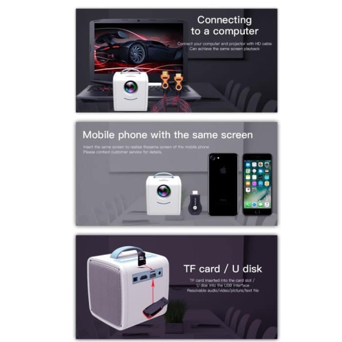 Q2 LED 1080P Mini tragbarer Projektor Kinderprojektor, EU Plug, US Plug, UK Plug, AU Plug – Bild 11