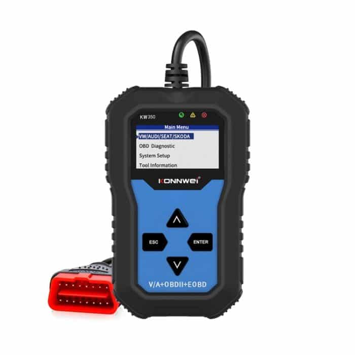KONNWEI KW350 OBDII 12V Autodiagnose-Detektorscanner mit 2-Zoll-Schwarzweiß-Bildschirm V007 für Audi / Volkswagen – Bild 1