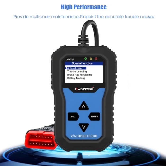 KONNWEI KW350 OBDII 12V Autodiagnose-Detektorscanner mit 2-Zoll-Schwarzweiß-Bildschirm V007 für Audi / Volkswagen – Bild 2