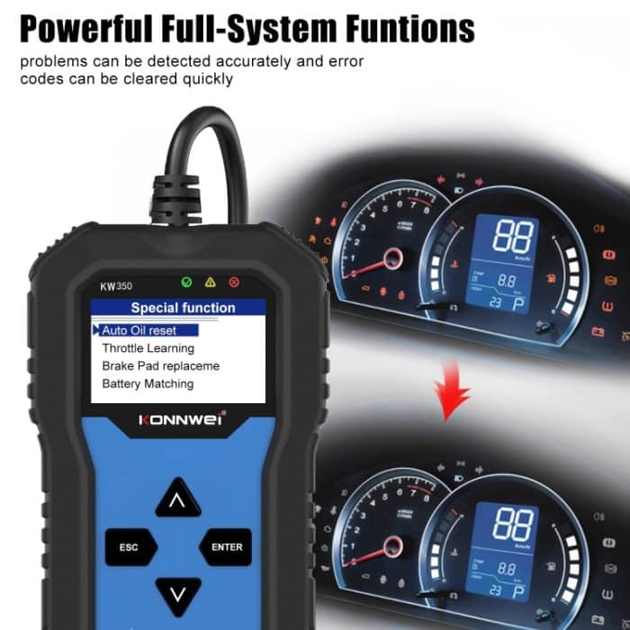 KONNWEI KW350 OBDII 12V Autodiagnose-Detektorscanner mit 2-Zoll-Schwarzweiß-Bildschirm V007 für Audi / Volkswagen – Bild 12