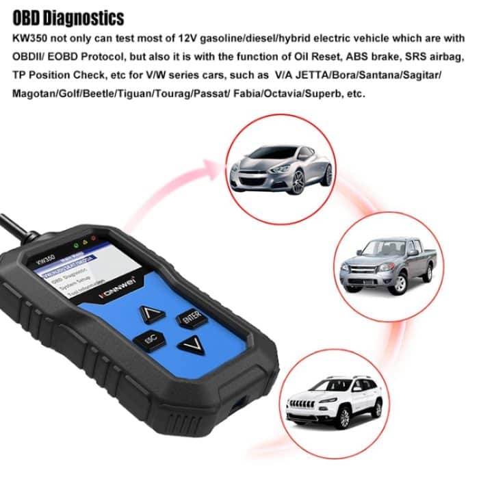 KONNWEI KW350 OBDII 12V Autodiagnose-Detektorscanner mit 2-Zoll-Schwarzweiß-Bildschirm V007 für Audi / Volkswagen – Bild 13