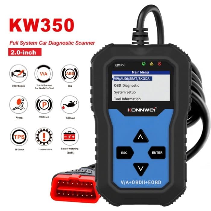 KONNWEI KW350 OBDII 12V Autodiagnose-Detektorscanner mit 2-Zoll-Schwarzweiß-Bildschirm V007 für Audi / Volkswagen – Bild 18