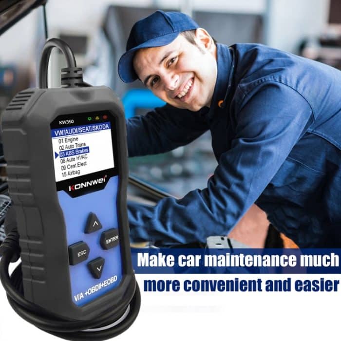 KONNWEI KW350 OBDII 12V Autodiagnose-Detektorscanner mit 2-Zoll-Schwarzweiß-Bildschirm V007 für Audi / Volkswagen – Bild 9