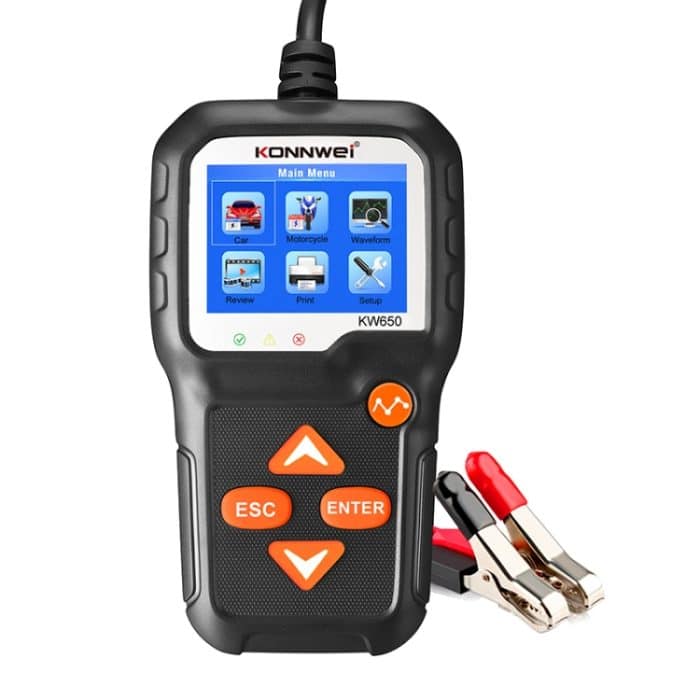 KONNWEI KW650 6V-12V Auto-Motorradbatterie-Rasenmäherdetektor mit 2,4-Zoll-Farbdisplay und Wellenformdiagramm – Bild 1