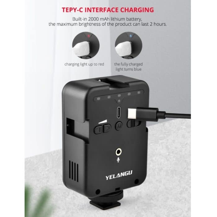 YELANGU LED02 Live-Übertragung Micro Film Reporter Interview Aufnahme Mikrofon Licht – Bild 13