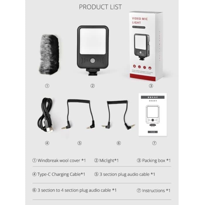 YELANGU LED02 Live-Übertragung Micro Film Reporter Interview Aufnahme Mikrofon Licht – Bild 5