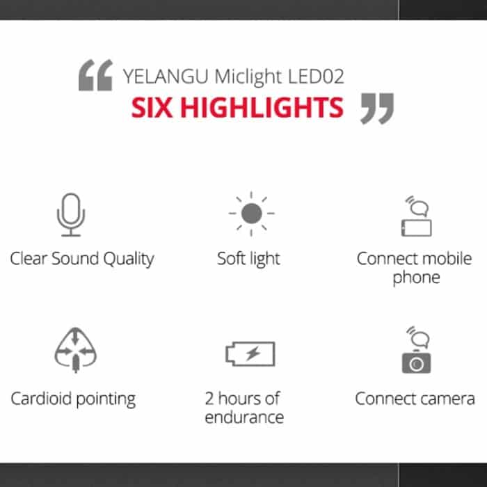 YELANGU LED02 Live-Übertragung Micro Film Reporter Interview Aufnahme Mikrofon Licht – Bild 7