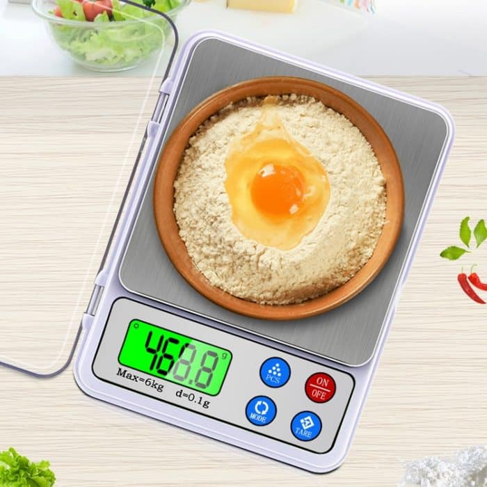 MH-555 6kg x 0,1g Hochgenauigkeit digitaler elektronischer tragbarer küchenskala-Balance-Gerät mit 2,2-Zoll-LCD-Bildschirm – Bild 1