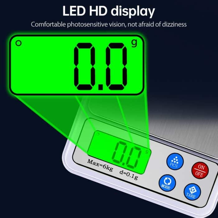 MH-555 6kg x 0,1g Hochgenauigkeit digitaler elektronischer tragbarer küchenskala-Balance-Gerät mit 2,2-Zoll-LCD-Bildschirm – Bild 5