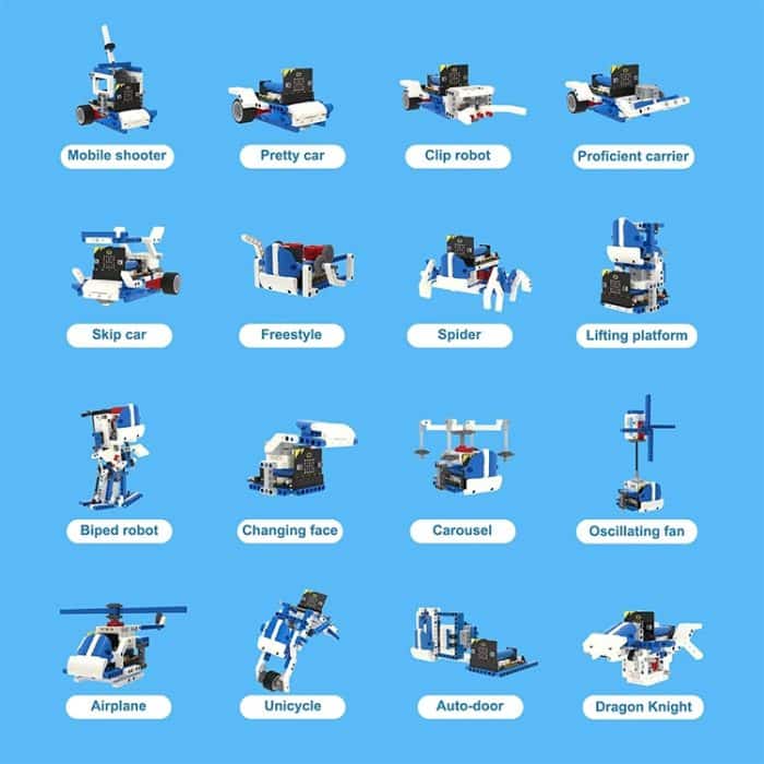 Yahboom 16 in 1 Building:bit Super Kit Programmierbares Building Block Kit Kompatibel mit BBC Micro:bit V1.5/V2 Board, ohne micro:bit – Bild 3