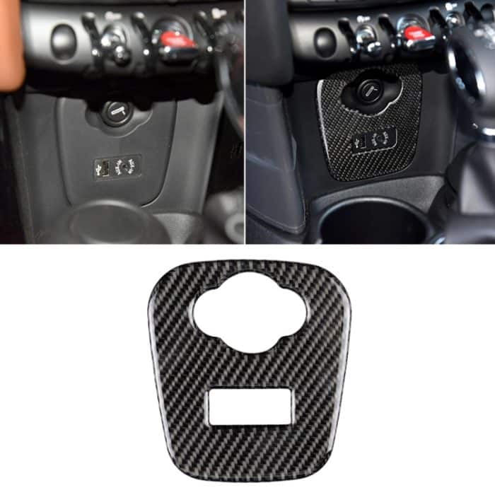 GRP0019.jpg Auto F Fahrgestell Zigarettenanzünder Abdeckplatte Kohlefaser Dekorativer Aufkleber für BMW Mini Cooper F55 / F56 / F57 – Bild 1