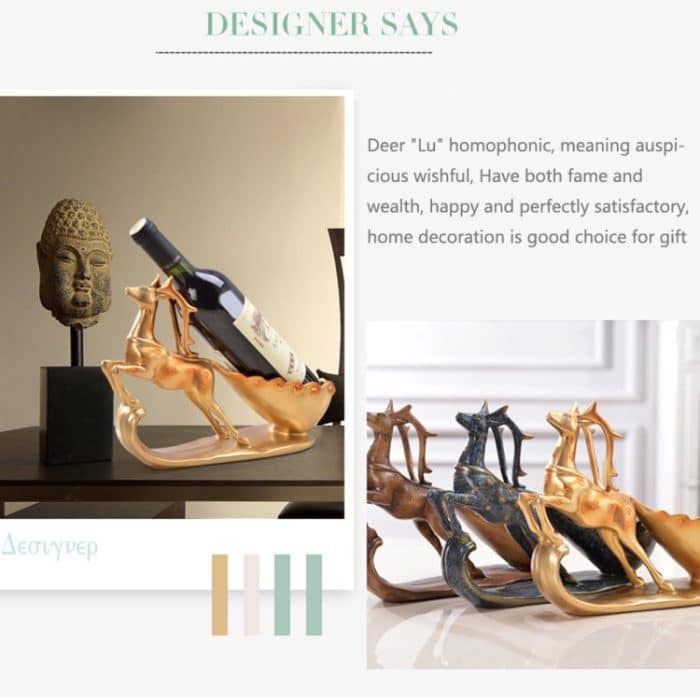 Kreative Sika Deer Form Wein Regal Abfluss Rack Flaschenhalter Wohnzimmer Ornamente Geschenk – Bild 4