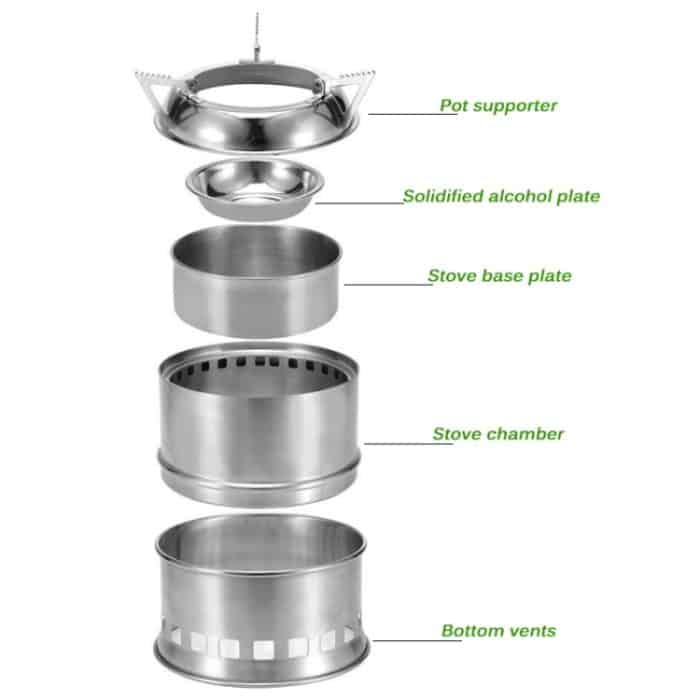 Outdoor Camping Mini Edelstahl Holzofen Vollalkohol Herd für Picknick Heizung – Bild 7
