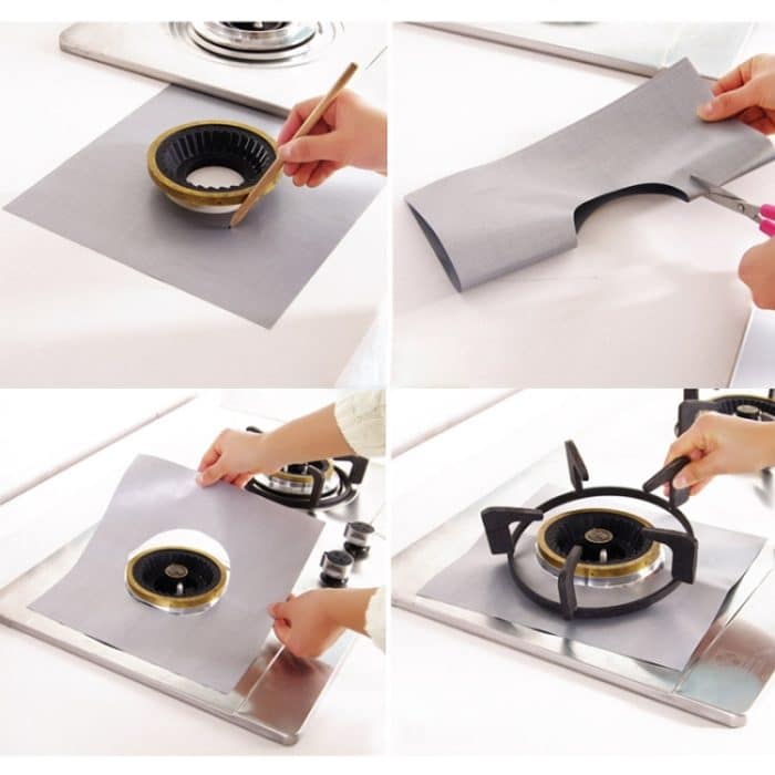 4 PCS Gasofenoberfläche Ultradünnes Fasermaterial Kochfeld-Schutzreinigungspad, Größe: 27 * 27 cm (schwarz) – Bild 6