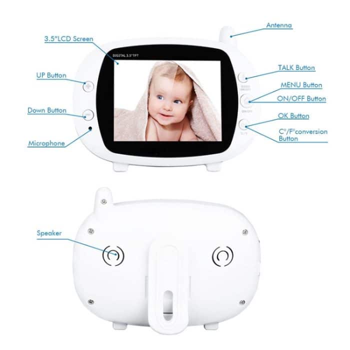 BM-850 3,5-Zoll-LCD-2,4-GHz-Funküberwachungskamera-Babyphone mit 8-IR-LED-Nachtsicht, Zwei-Wege-Sprachgespräch, BM-850 – Bild 4
