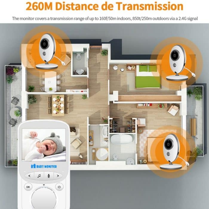 VB605 2,4 Zoll LCD 2,4 GHz kabellose Überwachungskamera Babyphone, unterstützt Zwei-Wege-Talkback, Nachtsicht, VB605 – Bild 13