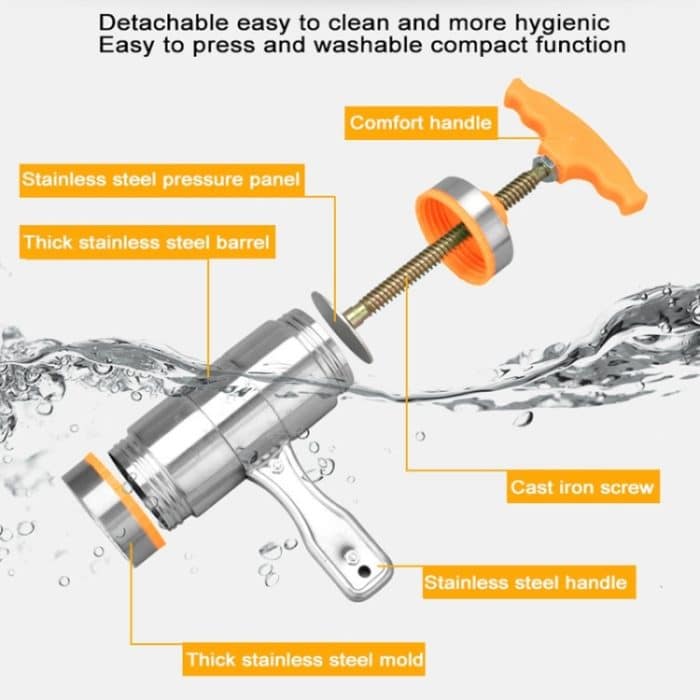 Manuelle Nudelmaschine mit 3 Formen für den Haushalt, kleine Edelstahl-Pressform, 3 Molds – Bild 6