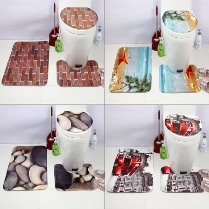 Unterwasserwelt-Druckmuster-Toilettenmatte im europäischen und amerikanischen Stil Dreiteiliger Anzug – Bild 6