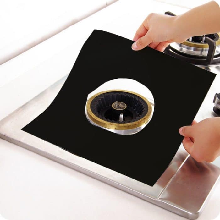 Gasofenoberfläche, ultradünnes Fasermaterial, Herdschutz-Reinigungspad, Größe: 27 x 27 cm, 0,2 mm (schwarz) – Bild 1