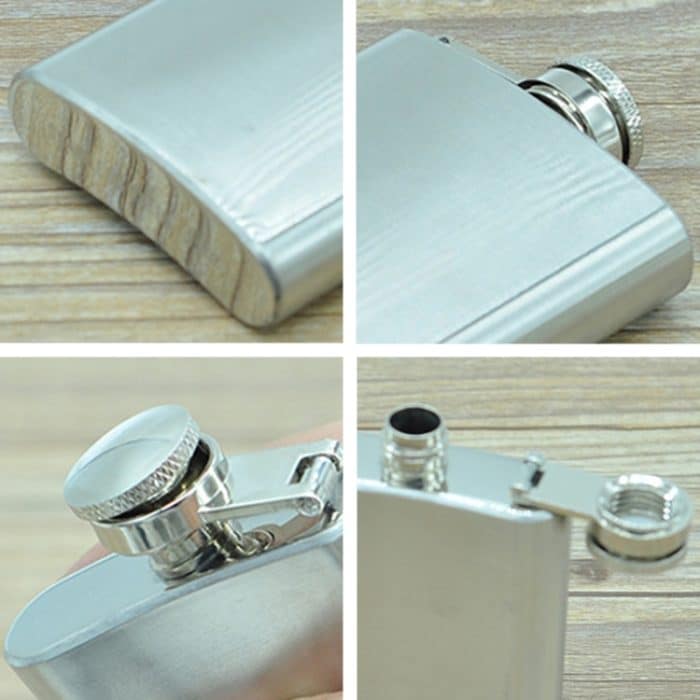 100 ml (3,5 oz) Pocket Flagon Outdoor Sports Flache Schnapsflasche Camping Ultraleichter tragbarer, verschleißfester Weintopf (Silber), 100ml(3.5oz) – Bild 4