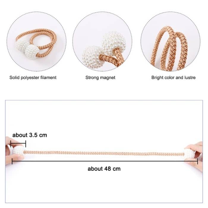 Fashion Adornments Vorhangband mit Perlen-Magnetschnalle, Pearl – Bild 3
