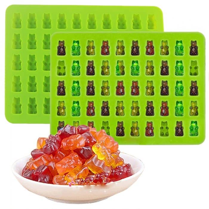 HC2332.jpg 2 PCS 50 Löcher Kleiner Bär Schokoladentablett Silikonform Keksform Süßigkeitenform, zufällige Farblieferung, Größe: 19 * 13,7 * 1 cm – Bild 1