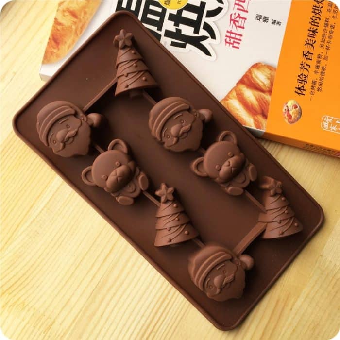 2 PCS Weihnachtsbaum Weihnachtsmann Schokolade Dessert Gebäck Küche Backen Silikon Eis Gitterform – Bild 1