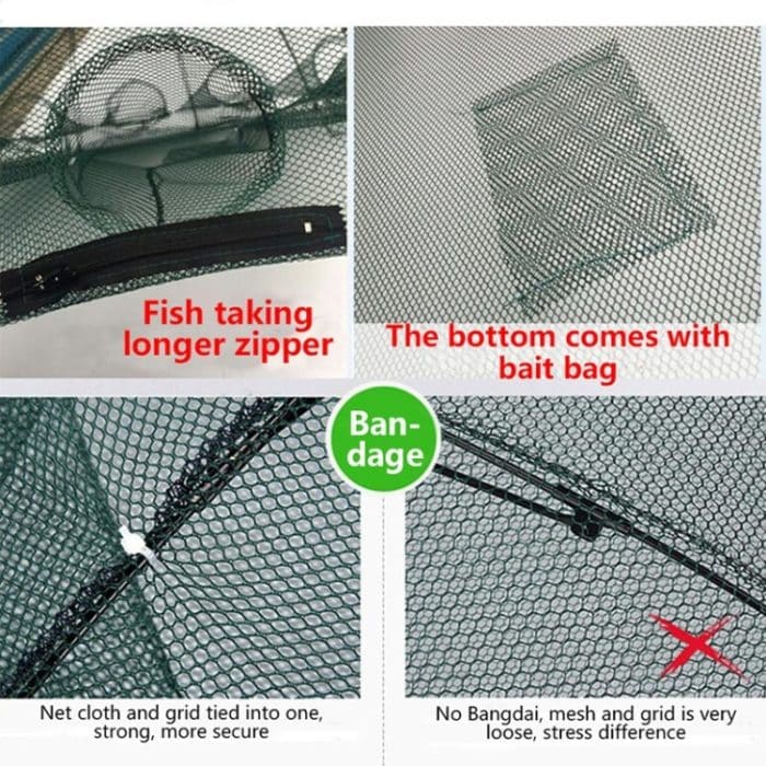 4 Löcher Automatisches faltbares Fischernetz Nylon Shrimp Crab Minnow Trap Fischgussnetz Angelgerät – Bild 5