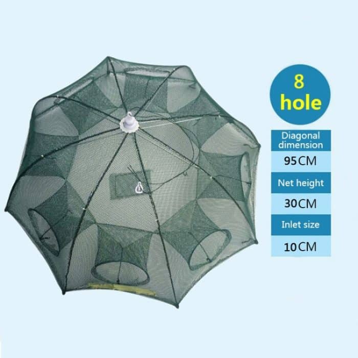 8 Löcher Automatisches faltbares Fischernetz Nylon Shrimp Crab Minnow Trap Fischgussnetz Angelgerät – Bild 2