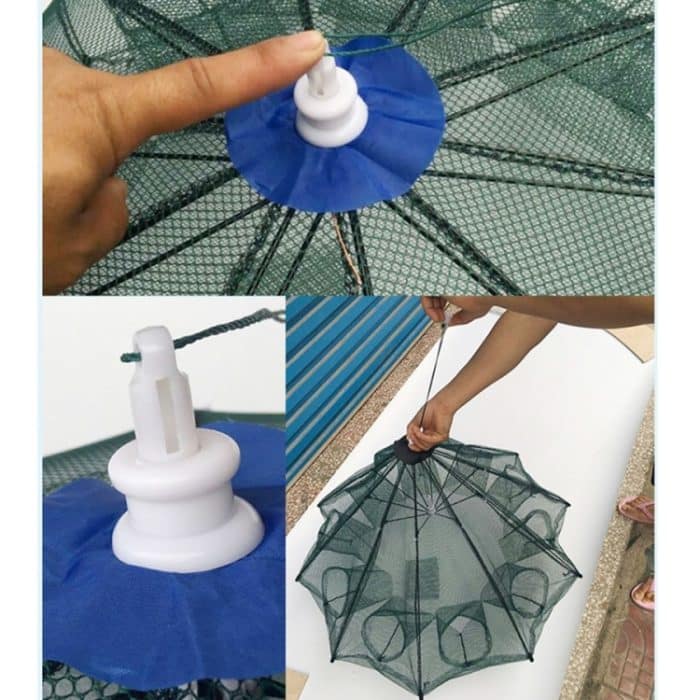 8 Löcher Automatisches faltbares Fischernetz Nylon Shrimp Crab Minnow Trap Fischgussnetz Angelgerät – Bild 4