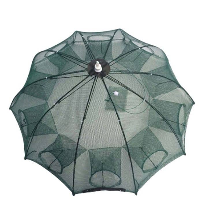 HC3247.jpg 10 Löcher Automatisches faltbares Fischernetz Nylon Shrimp Crab Minnow Trap Fish Cast Net Angelgerät – Bild 1