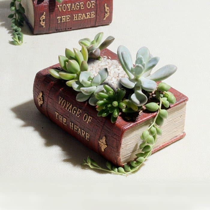 Retro Literatur Buch Töpfe Vintage Buch Blumentopf Pflanzer für Blume Sukkulente Kakteen Kräuter Pflanze Bett Box Fall FlowerPot, Größe: 10,5 * 8 * 5cm – Bild 1