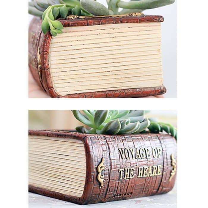 Retro Literatur Buch Töpfe Vintage Buch Blumentopf Pflanzer für Blume Sukkulente Kakteen Kräuter Pflanze Bett Box Fall FlowerPot, Größe: 10,5 * 8 * 5cm – Bild 4