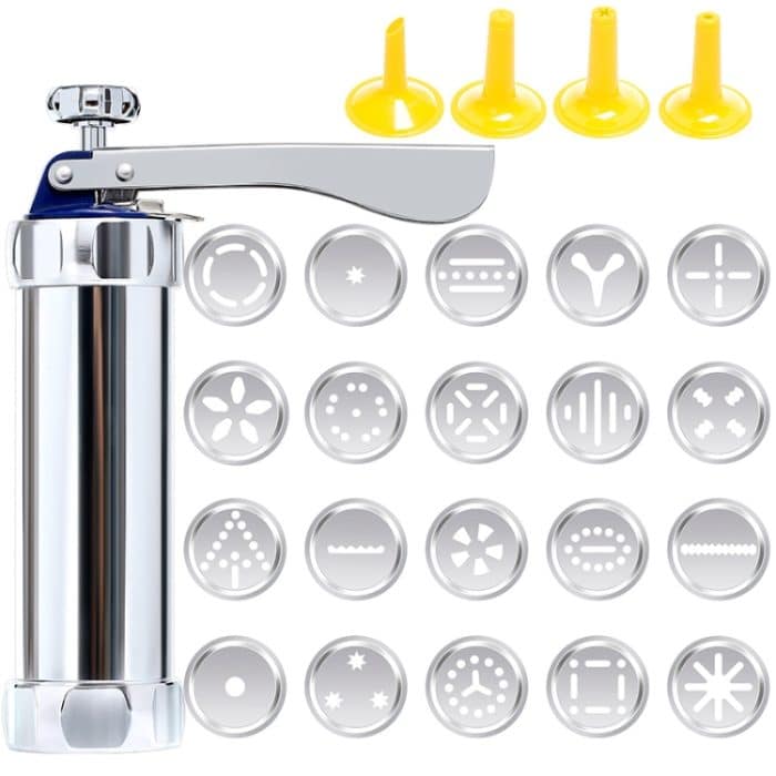 Multifunktions-Plätzchen- und Keksmaschine für den Haushalt, zum Dekorieren, zum Selbermachen, Backen mit 20 Formen und 4 Düsen, Multi-function silver, Multi-function Green – Bild 2