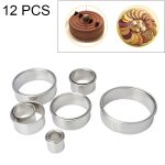 12 PCS / Set Edelstahl Runde Form Schneidform Mousse Kuchen Donut Backwerkzeuge