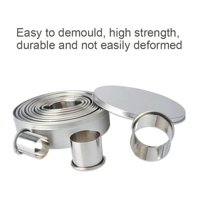 12 PCS / Set Edelstahl Runde Form Schneidform Mousse Kuchen Donut Backwerkzeuge – Bild 3