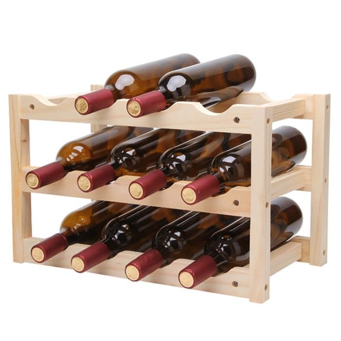 12-Flaschen-Weinregal aus massivem Holz, mehrschichtiges Weinregal, Größe: 46 x 24 x 28 cm – Bild 1