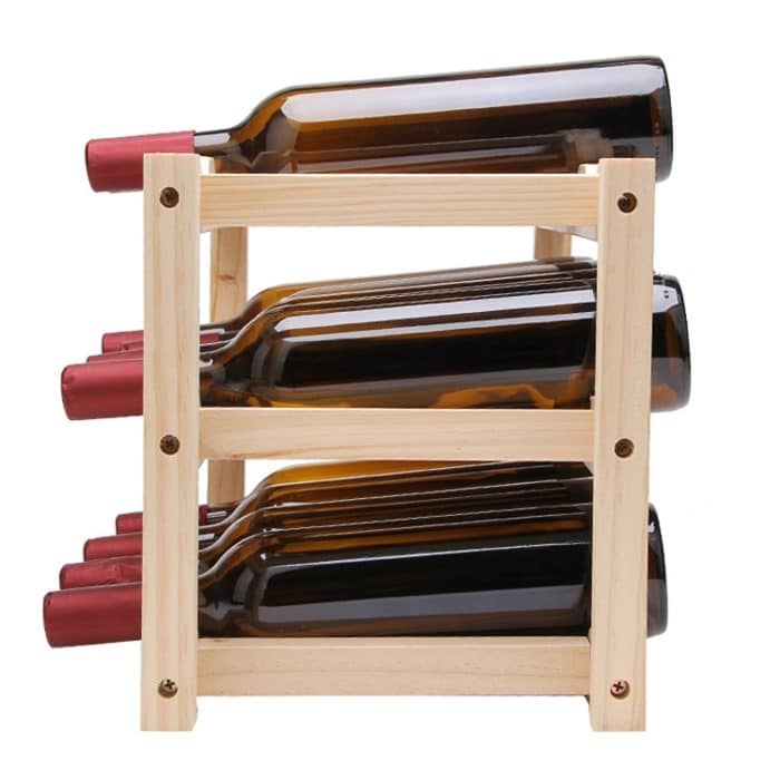 12-Flaschen-Weinregal aus massivem Holz, mehrschichtiges Weinregal, Größe: 46 x 24 x 28 cm – Bild 3