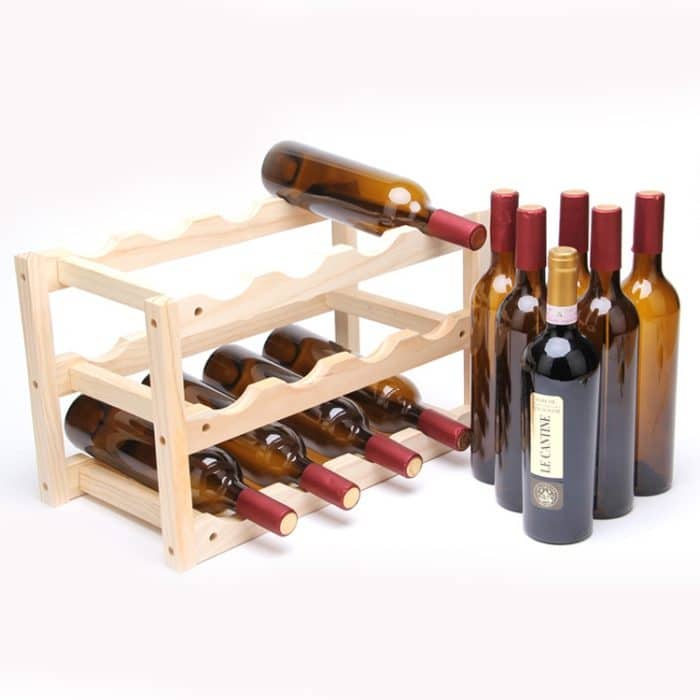 12-Flaschen-Weinregal aus massivem Holz, mehrschichtiges Weinregal, Größe: 46 x 24 x 28 cm – Bild 7
