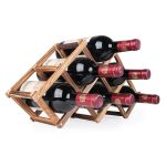 6 Flaschenregale, faltbarer Weinständer aus Holz, Weinhalter für Küche, Bar, Ausstellungsregal, 6 Bottles