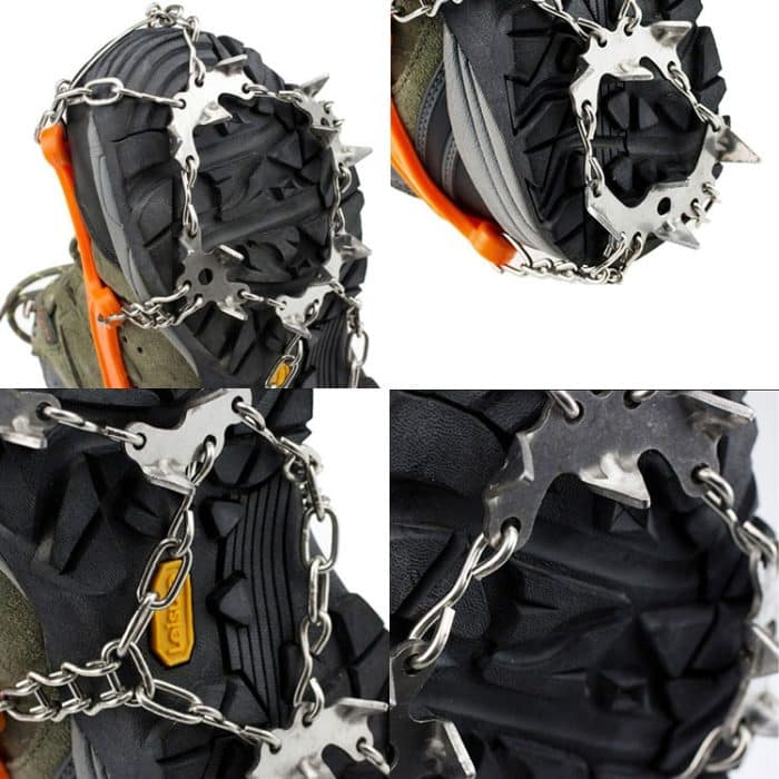 Ein Paar 19-Zähne-Anti-Rutsch-Eisgreifer-Wander-Kletterketten-Schuhüberzüge, Größe: M, 19 Teeth Size:M(Black), 19 Teeth Size:M(Orange) – Bild 6