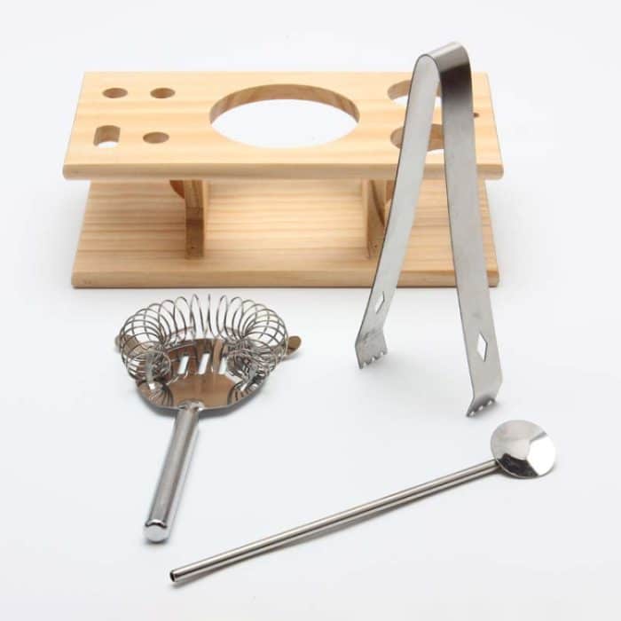 9 in 1 Edelstahl Cocktail Shaker Tools Set mit Holzhalterung, Fassungsvermögen: 350ml – Bild 6