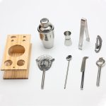 9 in 1 Edelstahl Cocktail Shaker Tools Set mit Holzhalterung, Kapazität: 550ml – Bild 3
