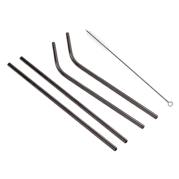 4-teiliges wiederverwendbares Trinkhalm-Set aus Edelstahl + Reinigungsbürsten-Set, 215 x 6 mm, 215*6mm (Combination) – Bild 3