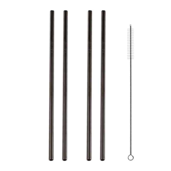 5-teiliges wiederverwendbares, gerades Trinkhalm-Set aus Edelstahl + Reinigungsbürsten-Set, 215 x 8 mm, 215*8mm (Straight) – Bild 2